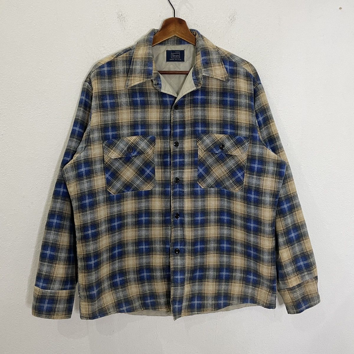 Sears Vintage 70s Sears Checkered Flannel Tee Size US XL / EU 56 / 4 - 1 Thumbnail