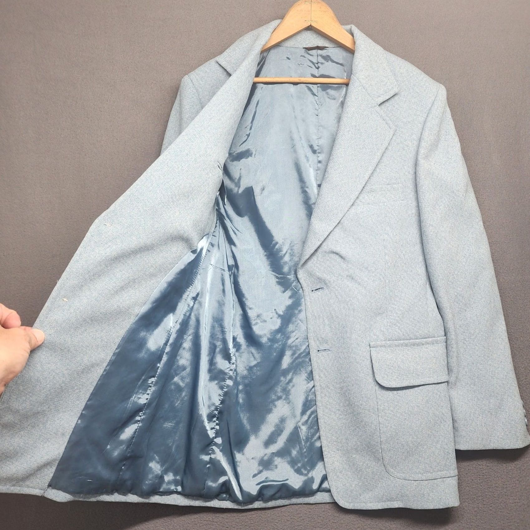 Vintage VINTAGE Swordsman 3 Piece Suit Mens 40R Blue Jacket Vest Pants 34x27 Mens Size 40R - 3 Thumbnail