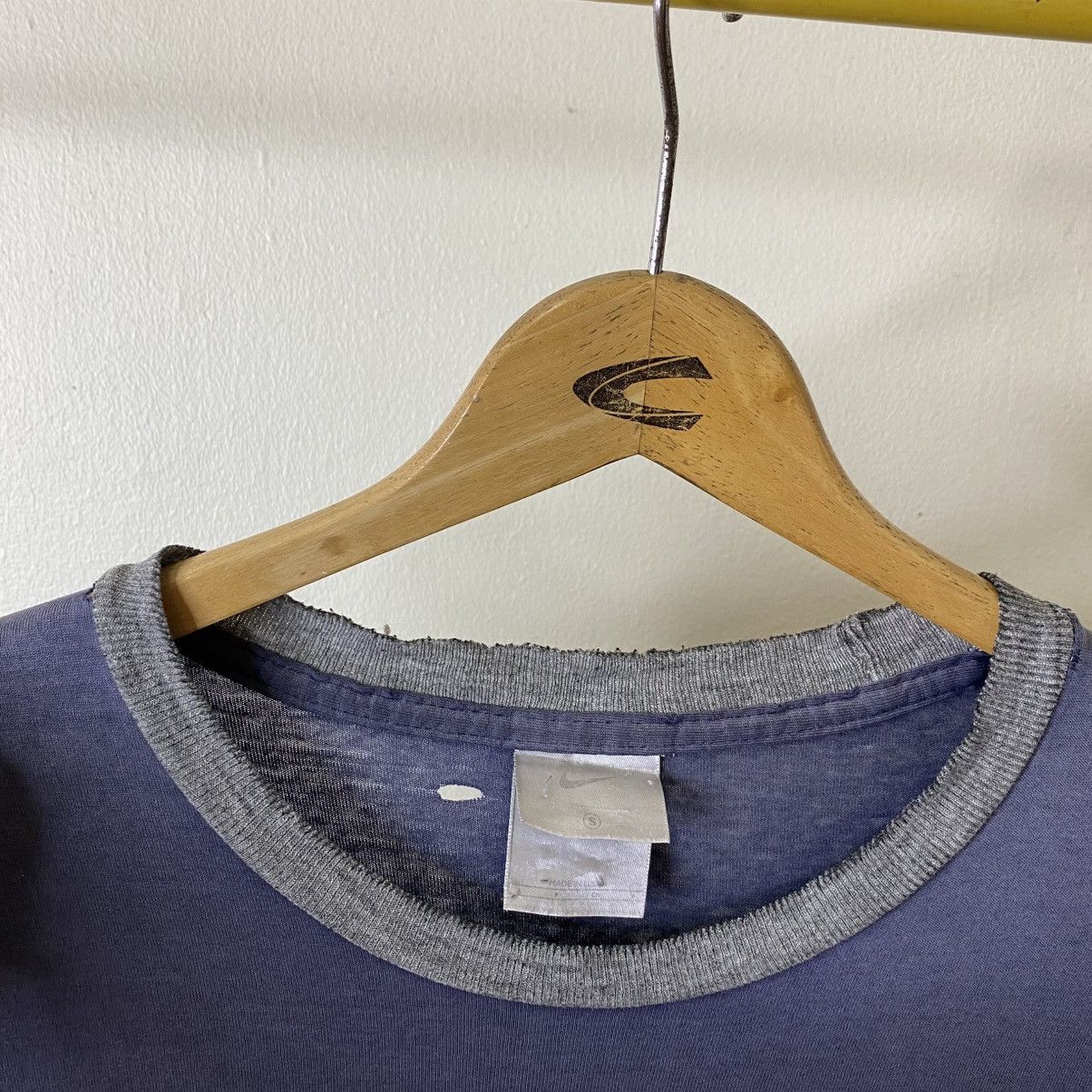 Nike Vintage 90s Nike Essential Distresses Sunfaded Ringer Tee Size US M / EU 48-50 / 2 - 5 Thumbnail