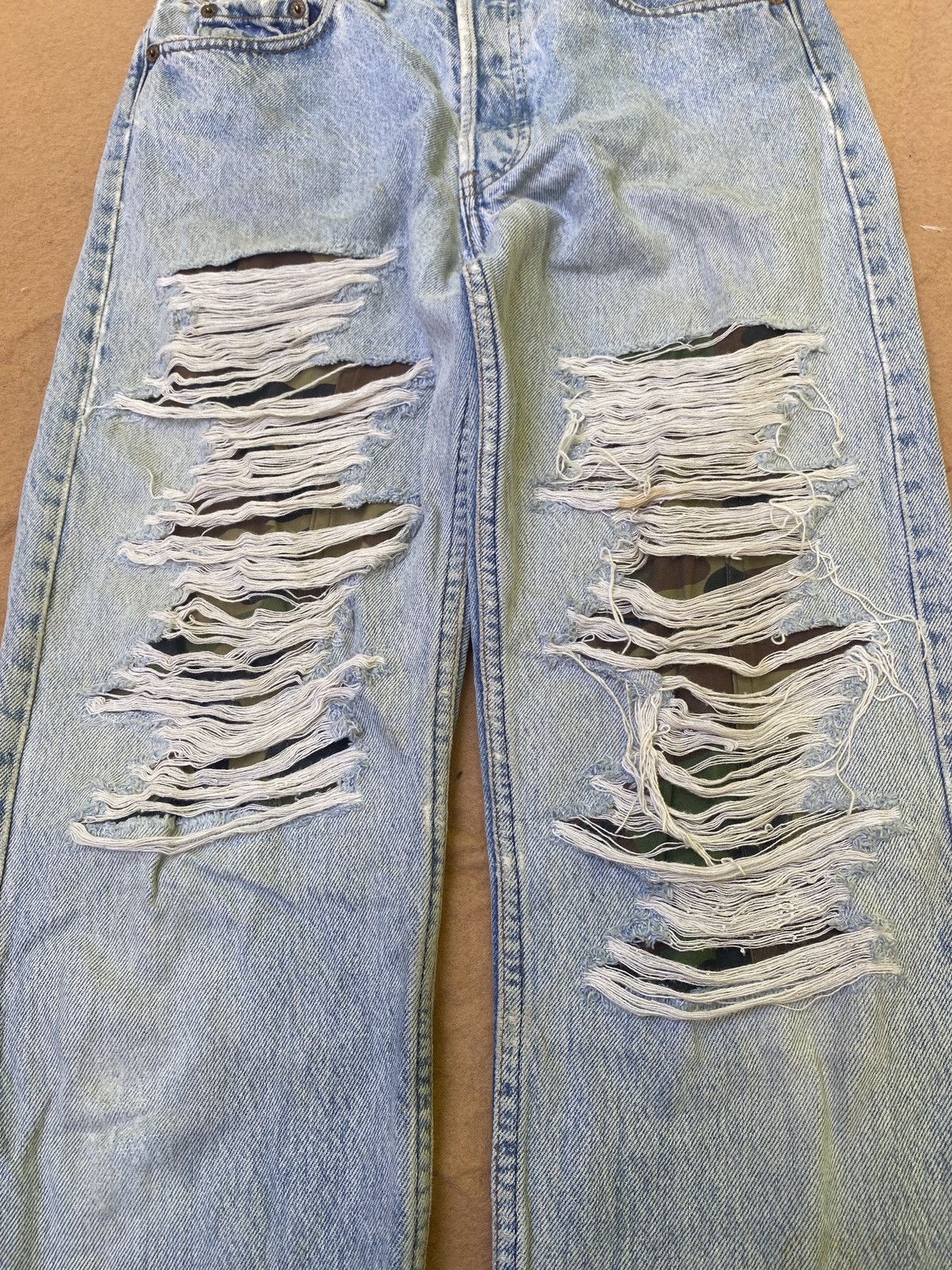 Levi's Custom Reconstructed Levi's 501 Distressed Camo-Panel Denim Size US 29 - 4 Thumbnail