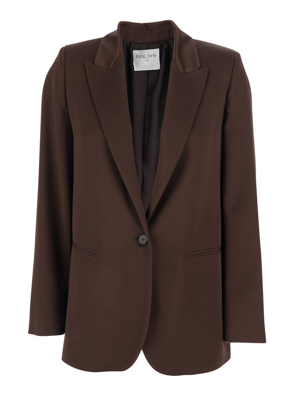 forte_forte Brown Jacket with Peak Revers and Vent in Viscose Blend for Women Size S / US 4 / IT 40 - 1 Thumbnail
