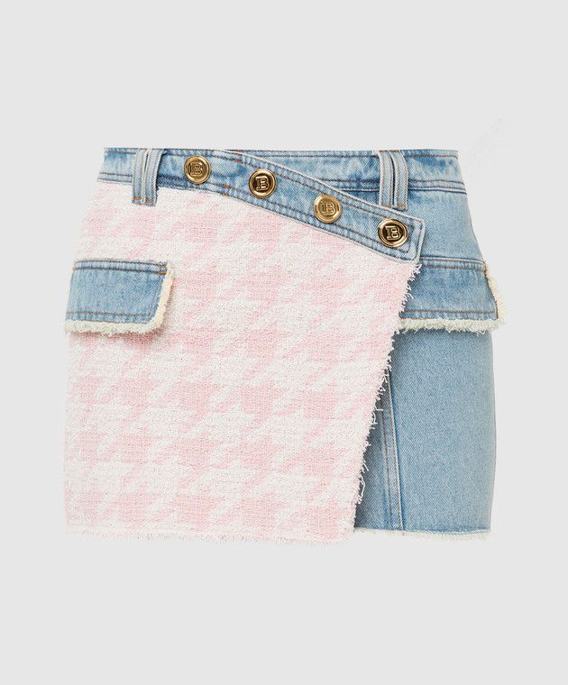 Balmain o1y0625 Denim Skirt in Multicolor Size 27" / US 4 / IT 40 - 1 Thumbnail