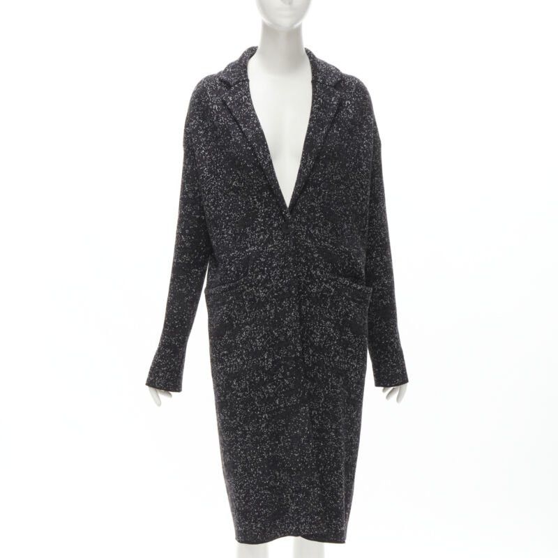 Theory THEORY black grey speckle wool blend knitted robe coat S Size S / US 4 / IT 40 - 1 Thumbnail
