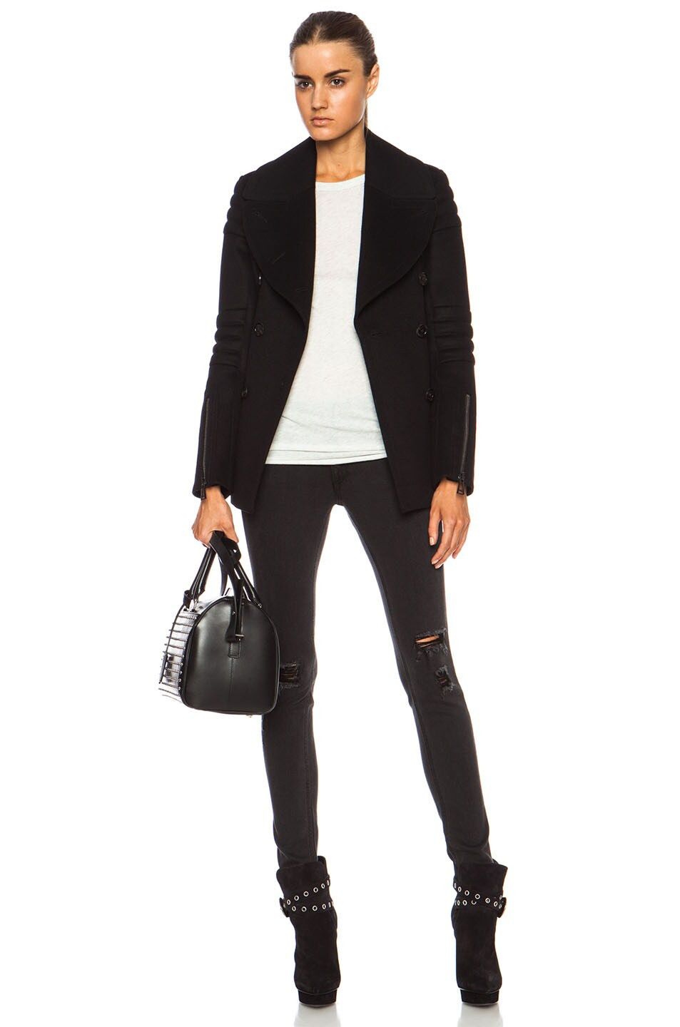Belstaff Belstaff Women's Croft Wool Cashmere Peacoat in Black Size M / US 6-8 / IT 42-44 - 5 Thumbnail