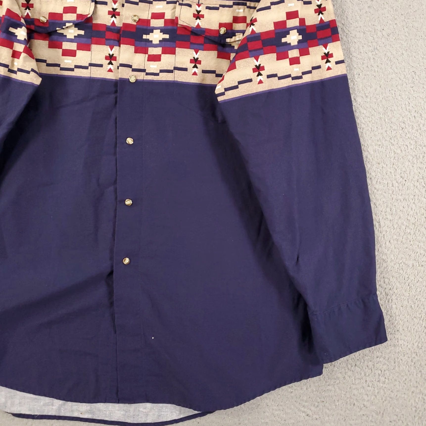 Vintage VINTAGE Express Rider Shirt Mens XL Navy Aztec Western Geometric Cowboy Long Sleeve Button-Up Pockets Size US XL / EU 56 / 4 - 4 Thumbnail
