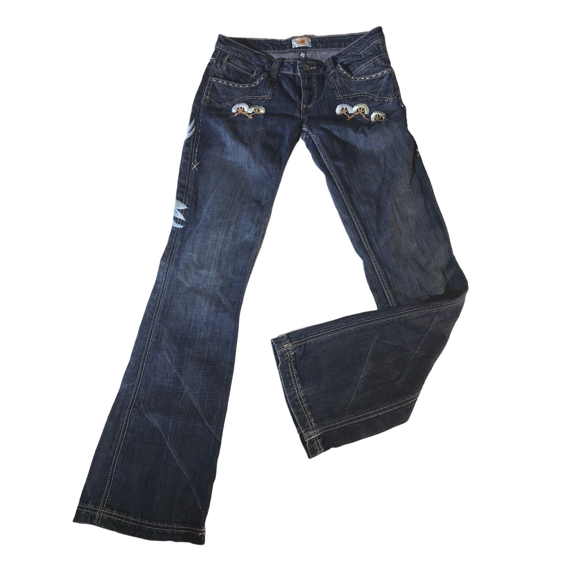 Antik Denim Antik Denim Womens Embroidered Bird Leather Patch Blue Jeans Size 29" - 1 Thumbnail