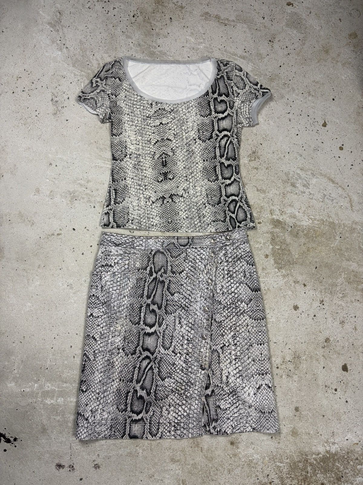 Roberto Cavalli Vintage 2000s Roberto Cavalli Snake Skin Print Set Skirt Size 29" - 1 Thumbnail