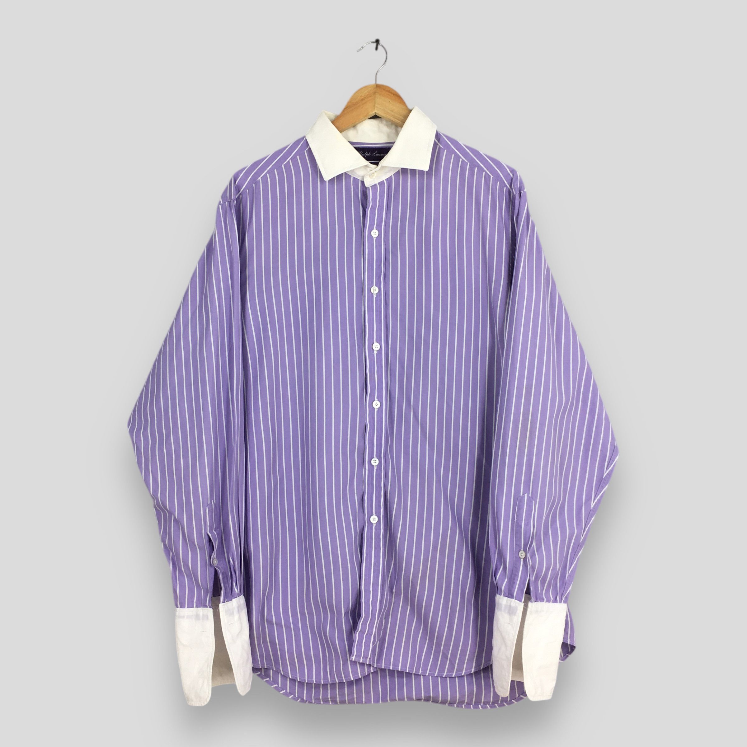 Polo Ralph Lauren Polo Ralph Lauren Purple Label Vertical Striped Shirt Size US XL / EU 56 / 4 - 1 Thumbnail