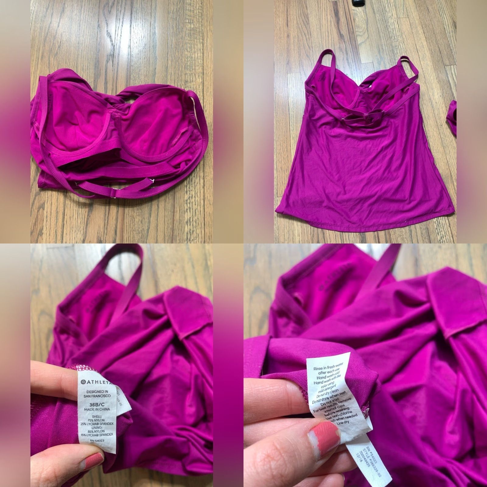 Athleta Athleta Swimsuit Set Tankini Top Bottoms 36B/C Medium Purple Women M Cover Up Size M / US 6-8 / IT 42-44 - 8 Thumbnail