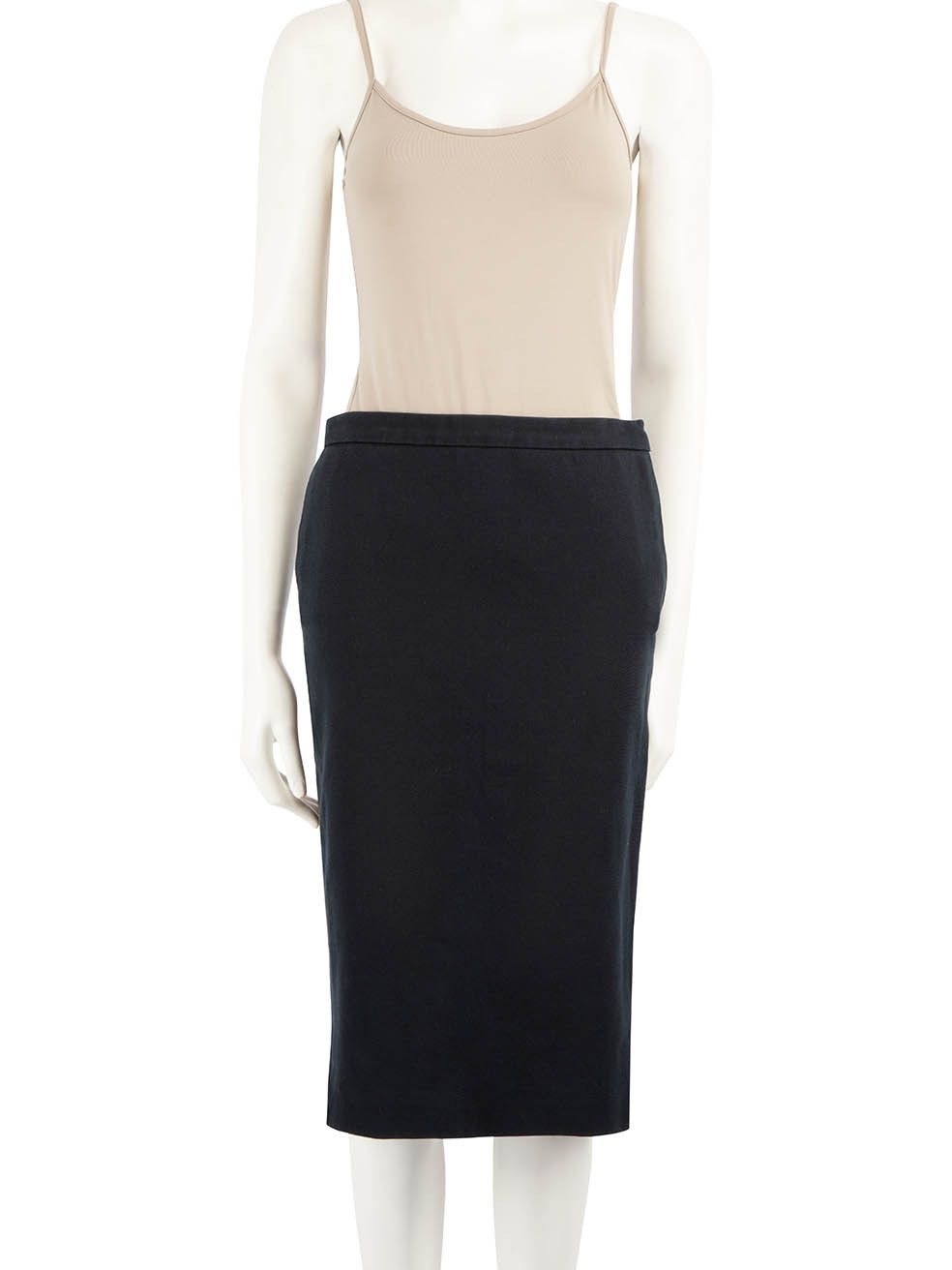 image of Balenciaga Black Cotton Knee Length Pencil Skirt, Women's (Size 27)