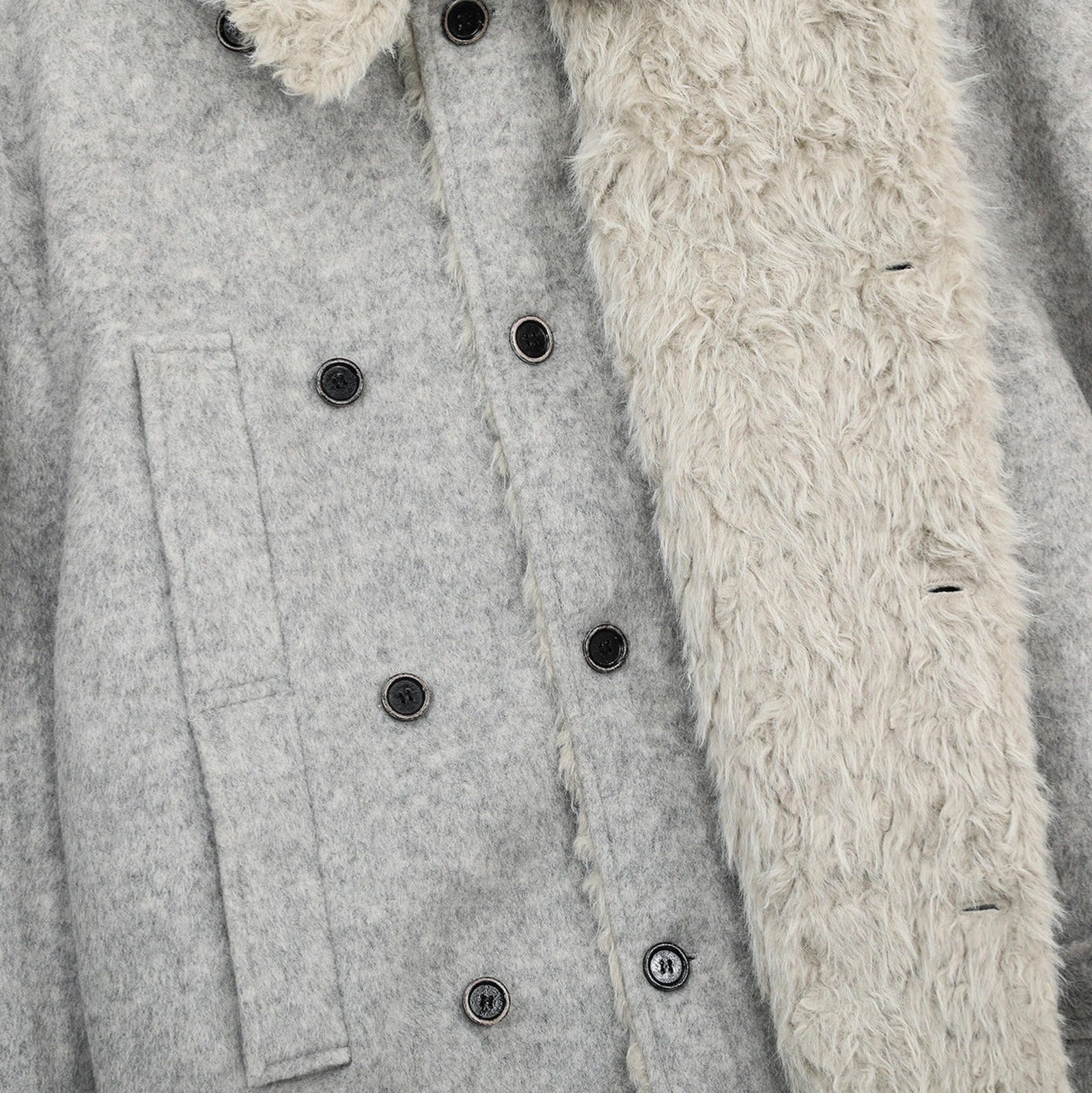 Vintage Gray Wool Blend Faux Fur Lined Winter Coat Size US M / EU 48-50 / 2 - 3 Thumbnail