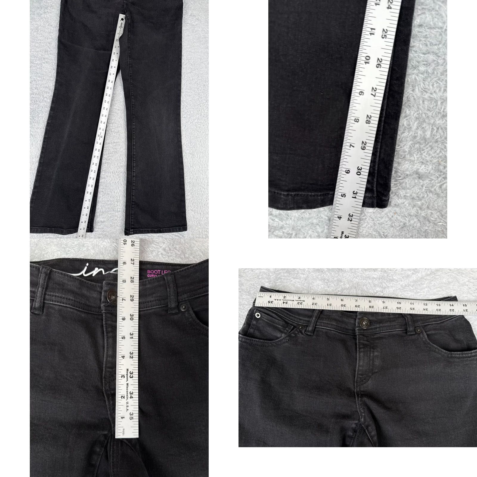 Vintage INC International Concepts Jeans Women 4 Black Denim Curvy Fit Boot Leg 29x32 Size 27" / US 4 / IT 40 - 8 Thumbnail