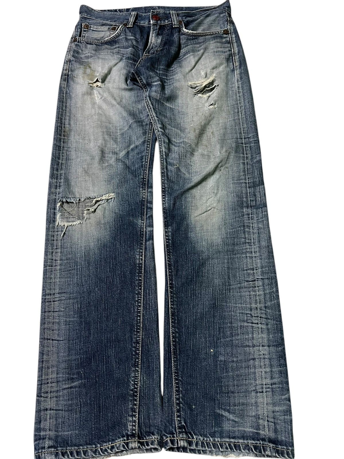Edwin × If Six Was Nine × Japanese Brand VINTAGE EDWIN 503 BLUE TRIP DISTRESS JEAN Size US 31 - 1 Thumbnail