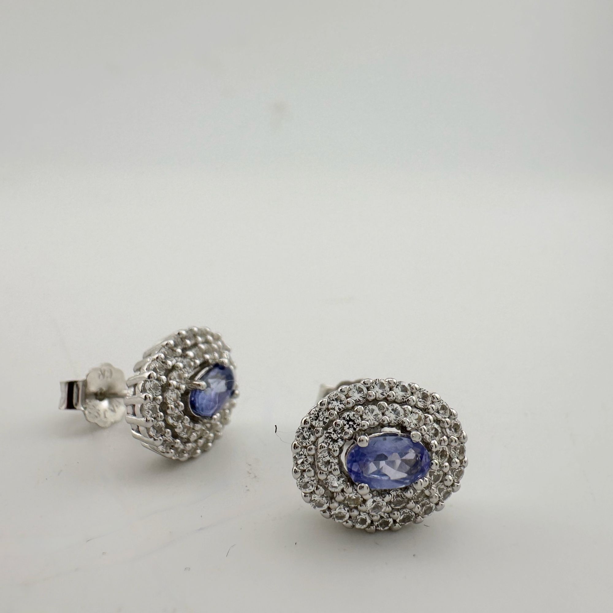 Other Beautiful Lab Created Tanzanite Halo Stud Earrings Size ONE SIZE - 9 Thumbnail