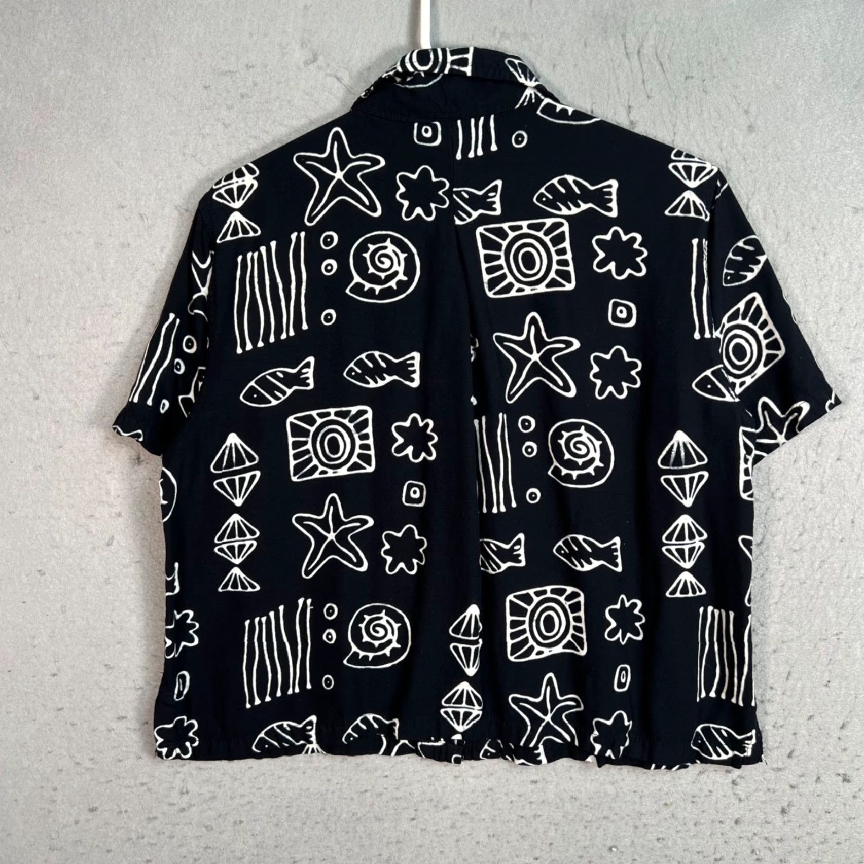 Vintage Nomadic Traders Shirt Womens Medium Black & White Short Sleeve Button-Up Size M / US 6-8 / IT 42-44 - 2 Thumbnail