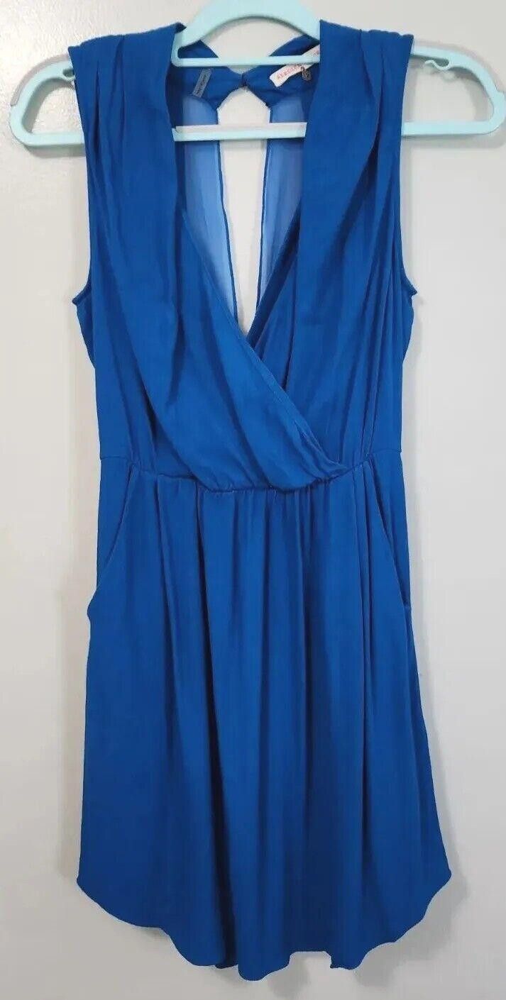 Designer Rebecca Taylor Dress Size 4 Blue V Neck Drapey Silk Blue Size S / US 4 / IT 40 - 1 Thumbnail