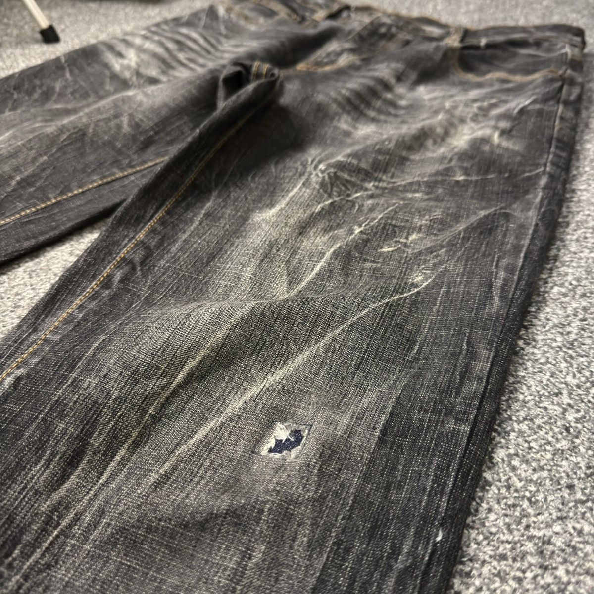 Le Grande Bleu (L.G.B.) 🔥🇯🇵 Y2K Japanese D-Douh Wash Out Punk Grunge Distressed Denim Size US 29 - 5 Thumbnail