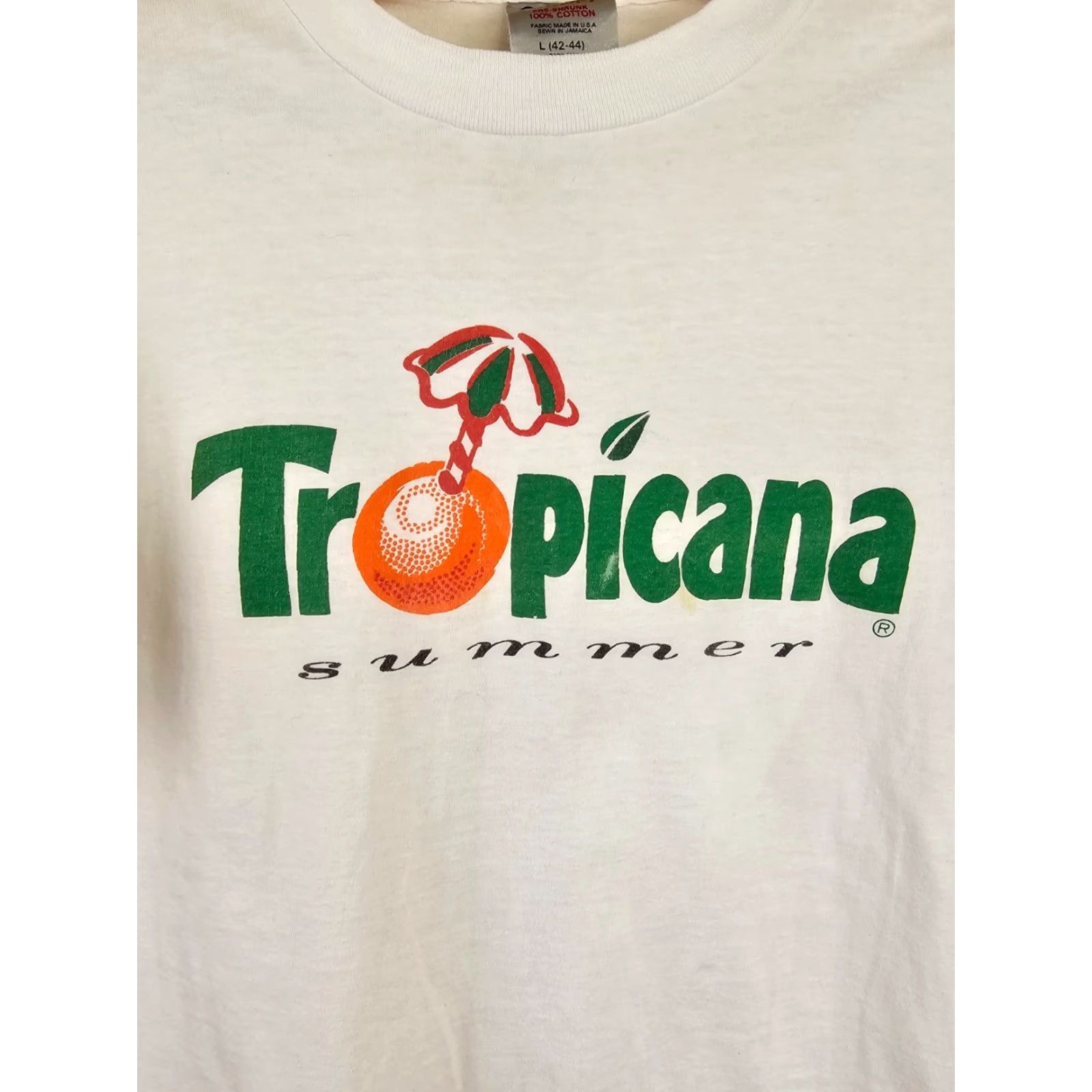 Vintage VINTAGE 90's TROPICANA ORANGE JUICE SINGLE STITCH 100% COTTON T-SHIRT SZ LARGE Size US L / EU 52-54 / 3 - 2 Thumbnail