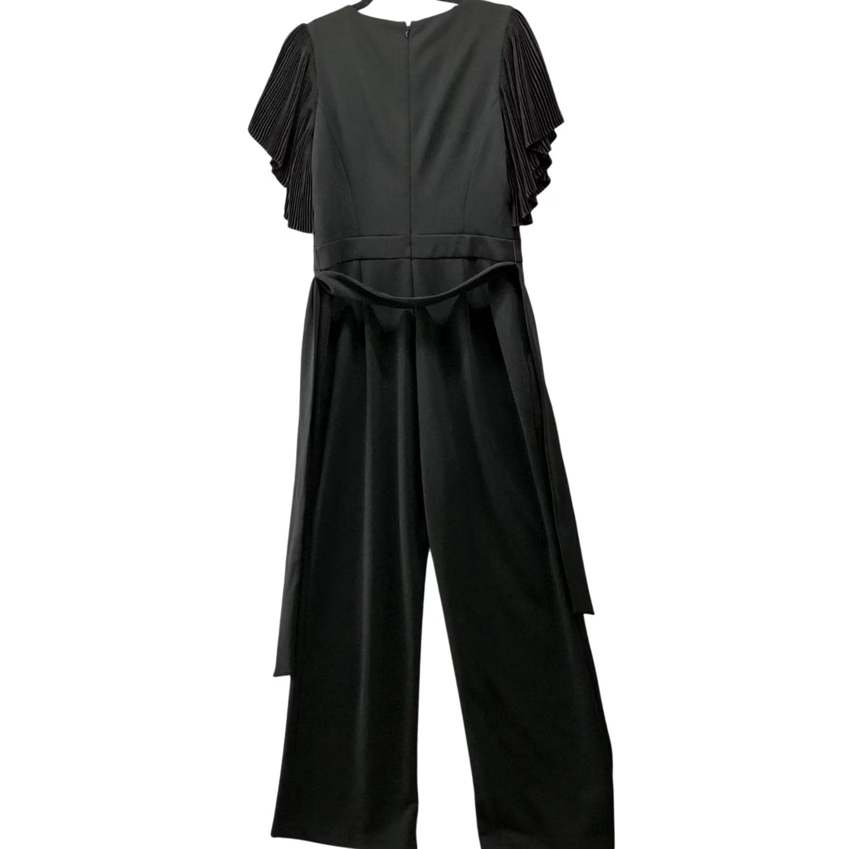 Vintage Eliza J Black Jumpsuit Womens 10 V-Neck Short Sleeve Wide-Leg Party Dressy Formal Women's Size 32" / US 10 / IT 46 - 2 Thumbnail