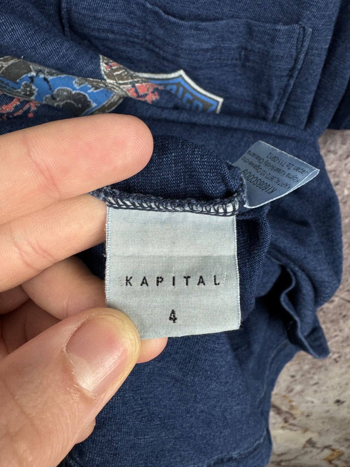 Kapital Kountry Men’s Kapital Indigo Psycho Hurry-Dipitinai T-Shirt Size 4 Size US M / EU 48-50 / 2 - 13 Thumbnail