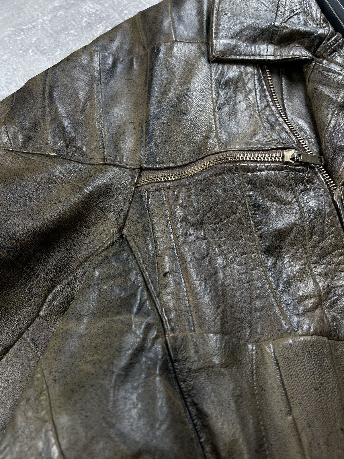 Genuine Leather Vintage Patchwork Avant Garde Genuine Leather Jacket Brown Size US L / EU 52-54 / 3 - 7 Thumbnail