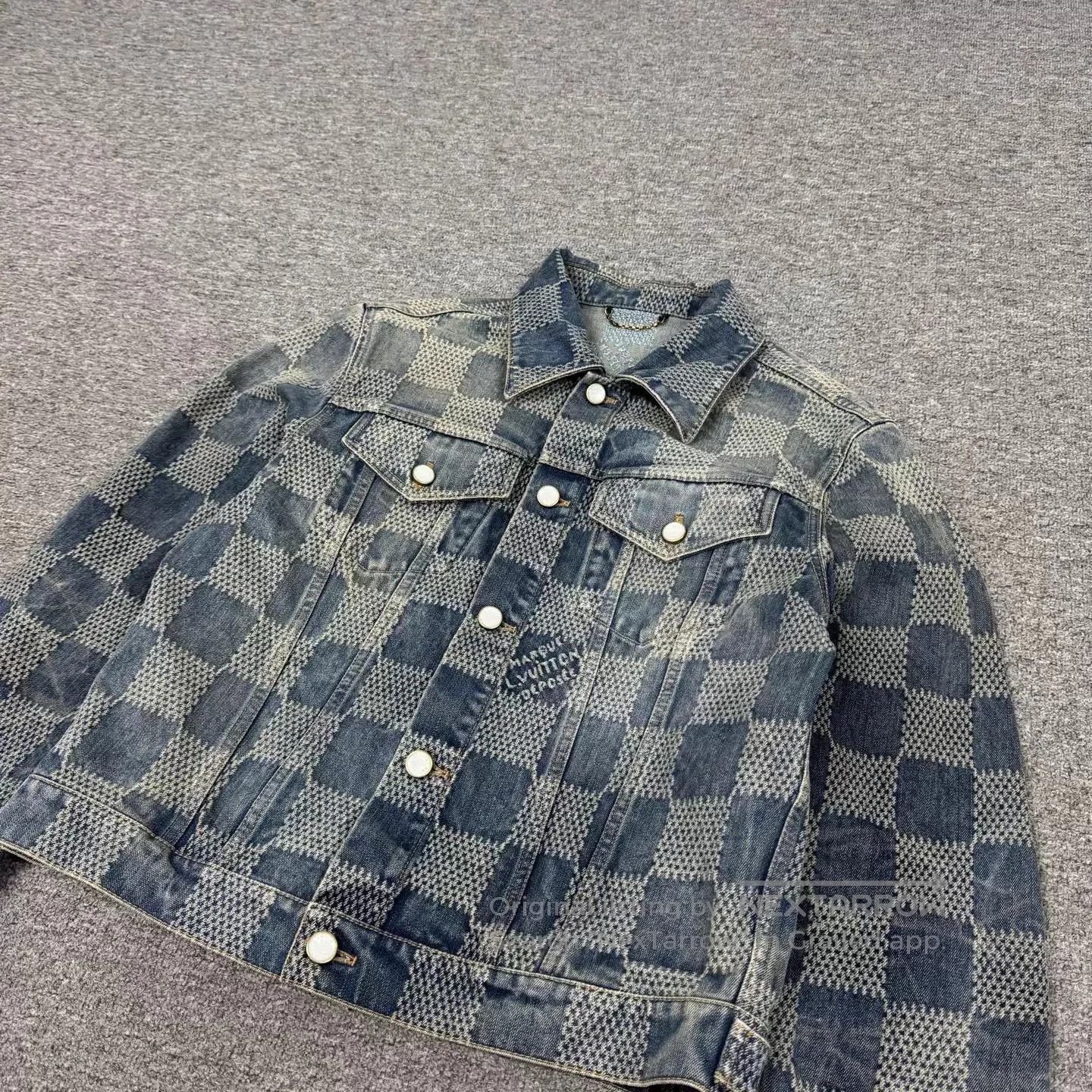 Louis Vuitton Blue Checkered Denim Jacket (Size L). Size US L / EU 52-54 / 3 - 3 Thumbnail