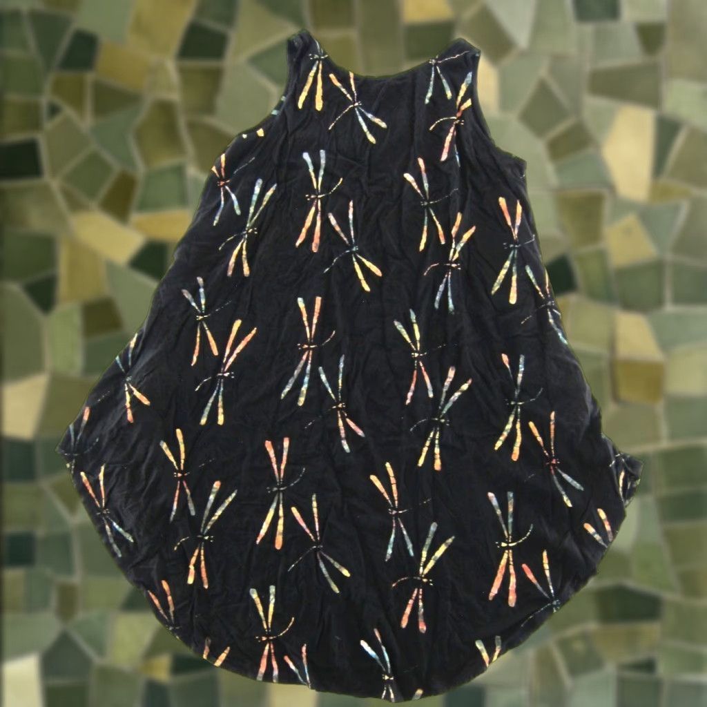 Vintage VINTAGE Bodacious Resort Wear Tank Dress L Black Dragon Fly Midi Dress L Size L / US 10 / IT 46 - 1 Thumbnail