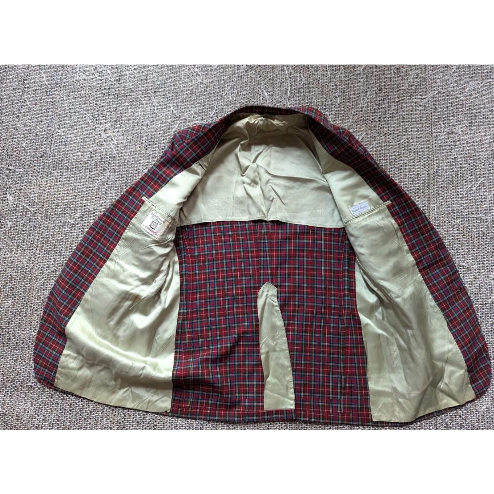 Vintage VINTAGE Corbin Blazer Plaid Wool 42R Red Mens USA Made Tweed Notch Lapel 2-Button Single-Breasted Size 42R - 5 Thumbnail