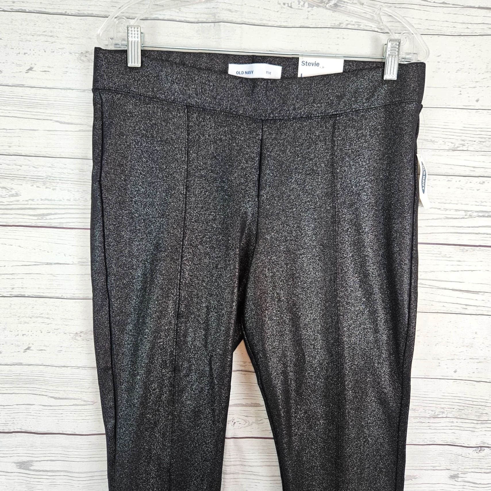 Old Navy Old Navy Womens Leggings Sz Large Black Metallic Pull On Rayon Blend Size 36" / US 14 / IT 50 - 2 Thumbnail