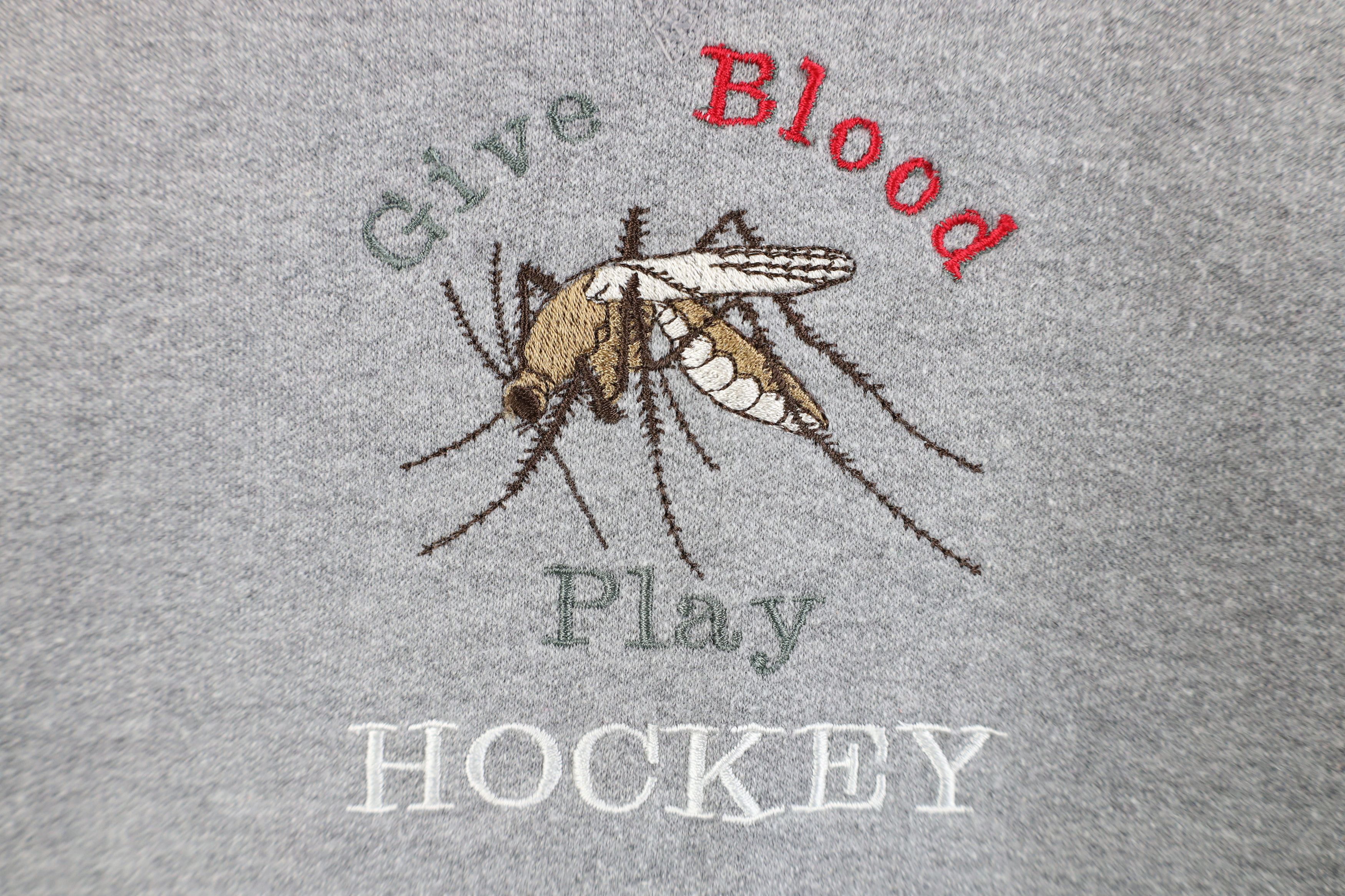 Vintage Vintage Give Blood Play Hockey Crewneck Sweatshirt Gray Size US XL / EU 56 / 4 - 4 Thumbnail
