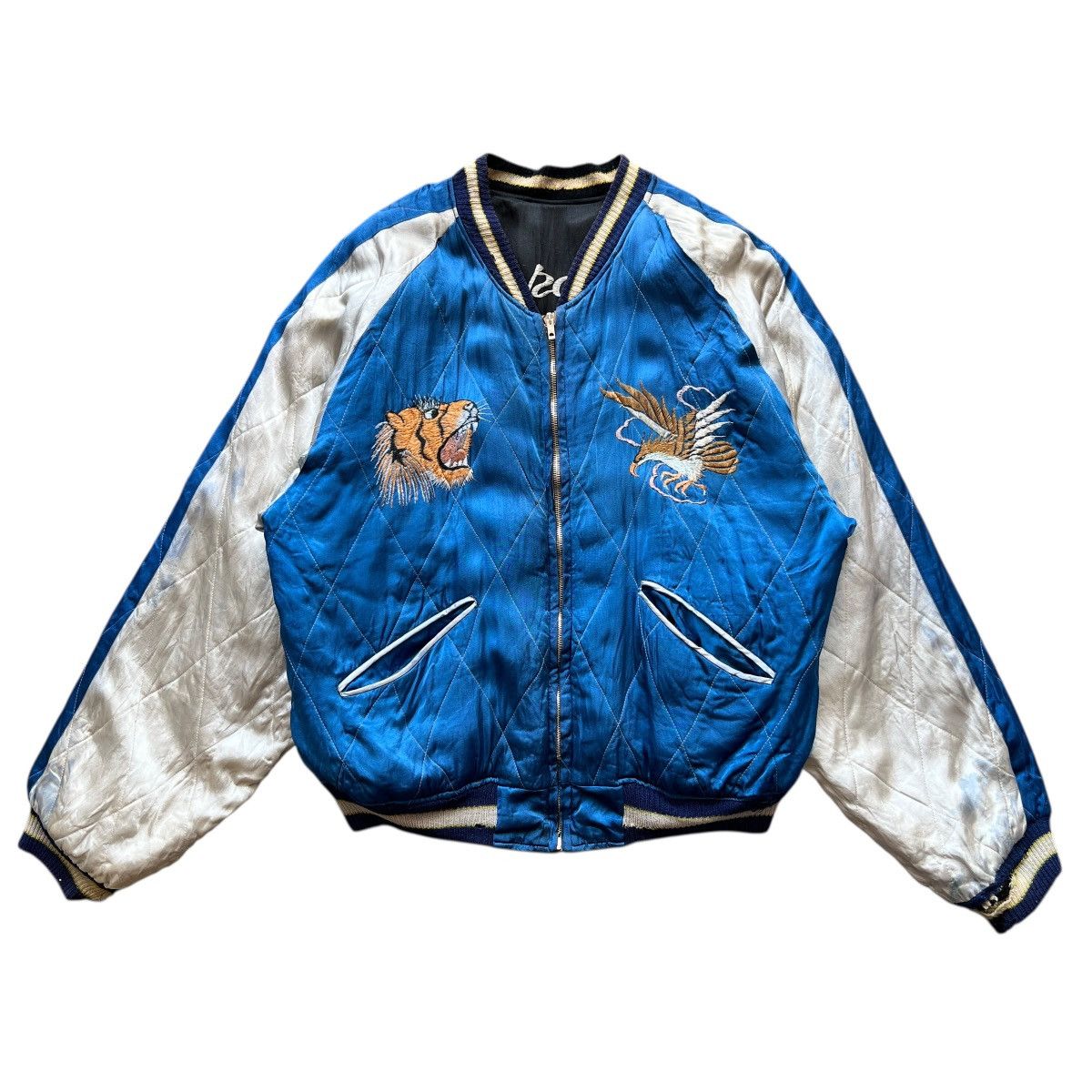 Vintage 🔥 50s WWII SUKAJAN SOUVENIR ANIMAL MOTIVE BOMBER JACKET Size US L / EU 52-54 / 3 - 3 Thumbnail