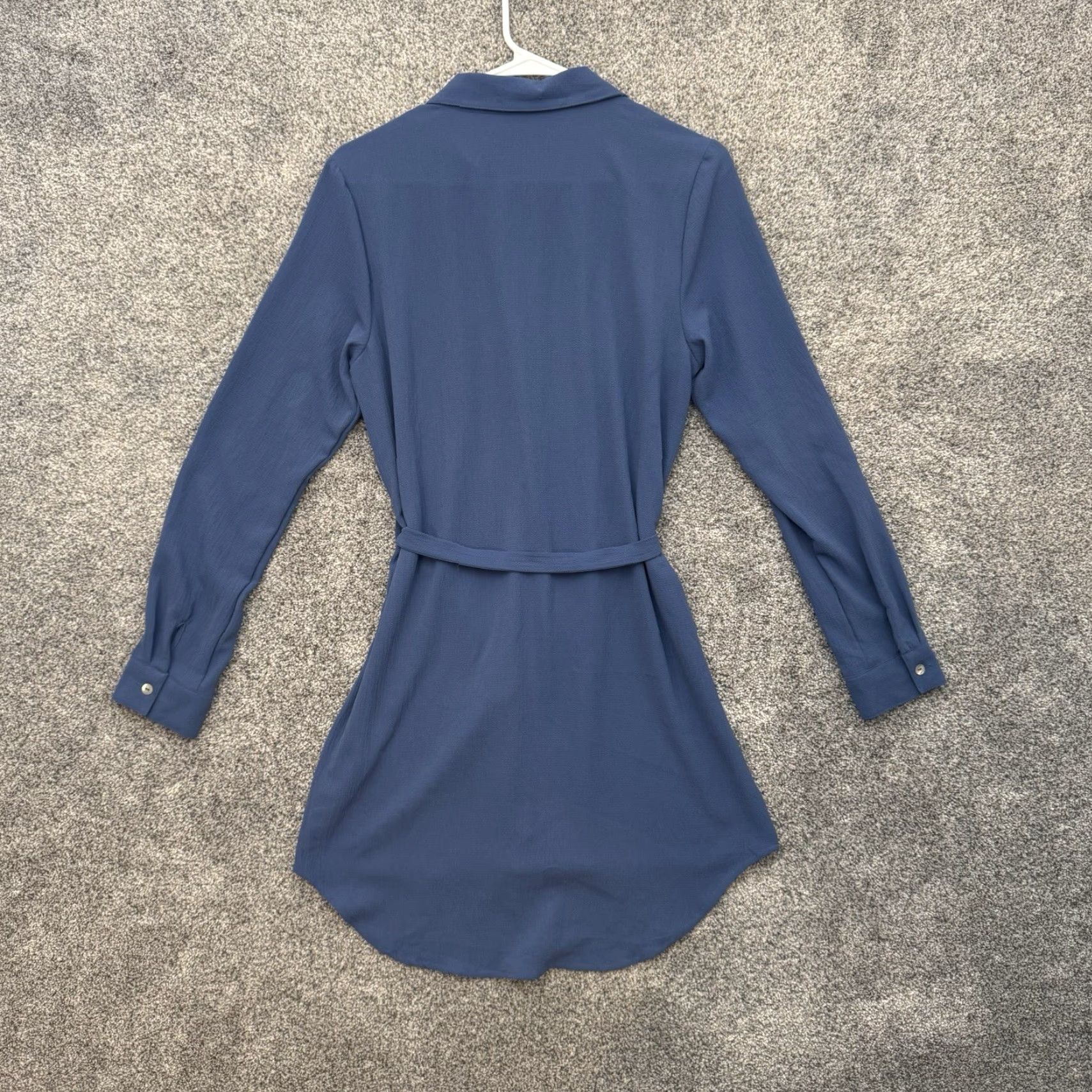 Forever 21 Forever 21 Shirt Dress Belted Mini S Crepe Blue Long Sleeve Office Chic Preppy Size S / US 4 / IT 40 - 8 Thumbnail
