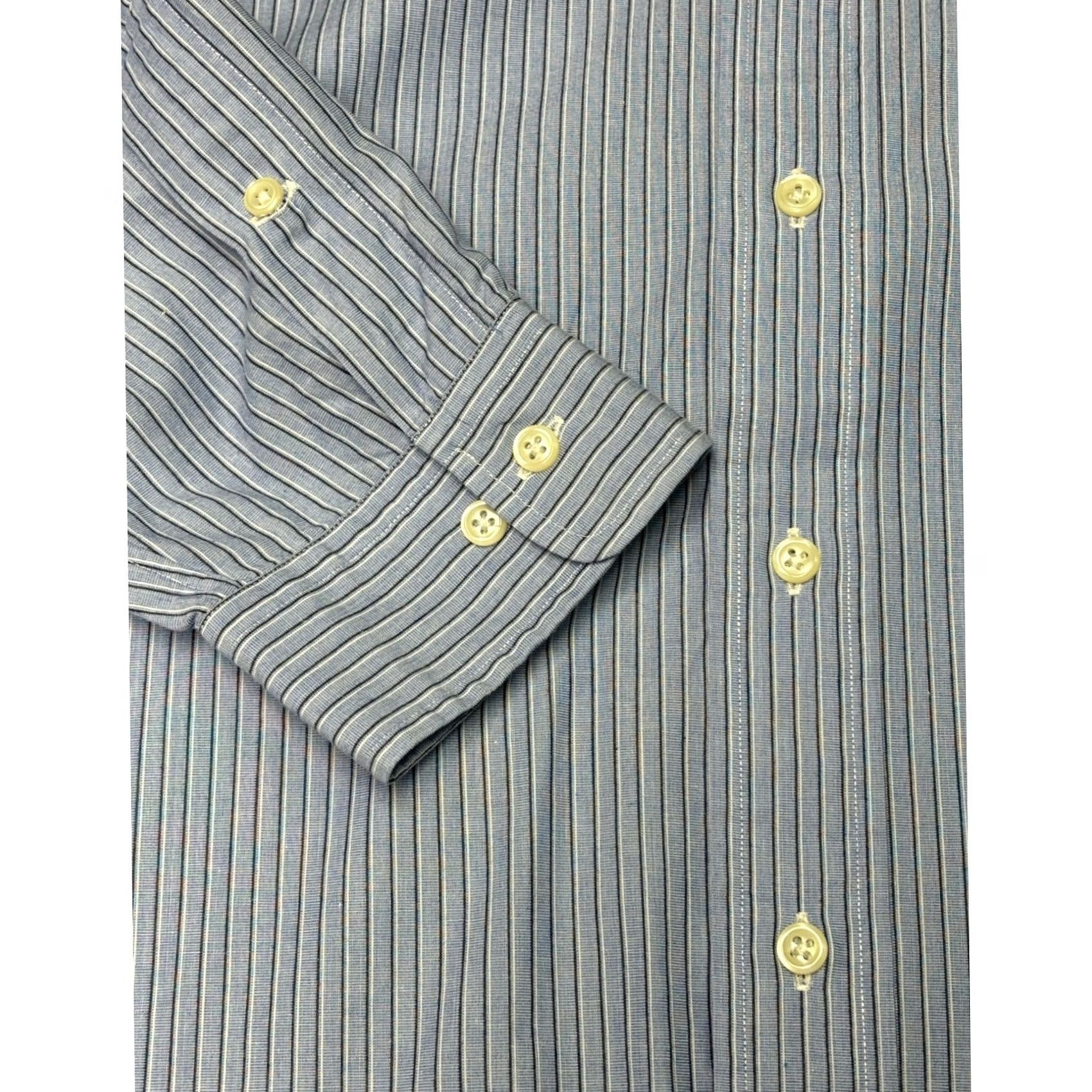 Ralph Lauren Ralph Lauren Yarmouth Button-Down Shirt Blue Stripe Classic Fit Mens Size 16 Button-Down Dress Shirt Cotton 16 in Neck Long Sleeve Size US L / EU 52-54 / 3 - 3 Thumbnail