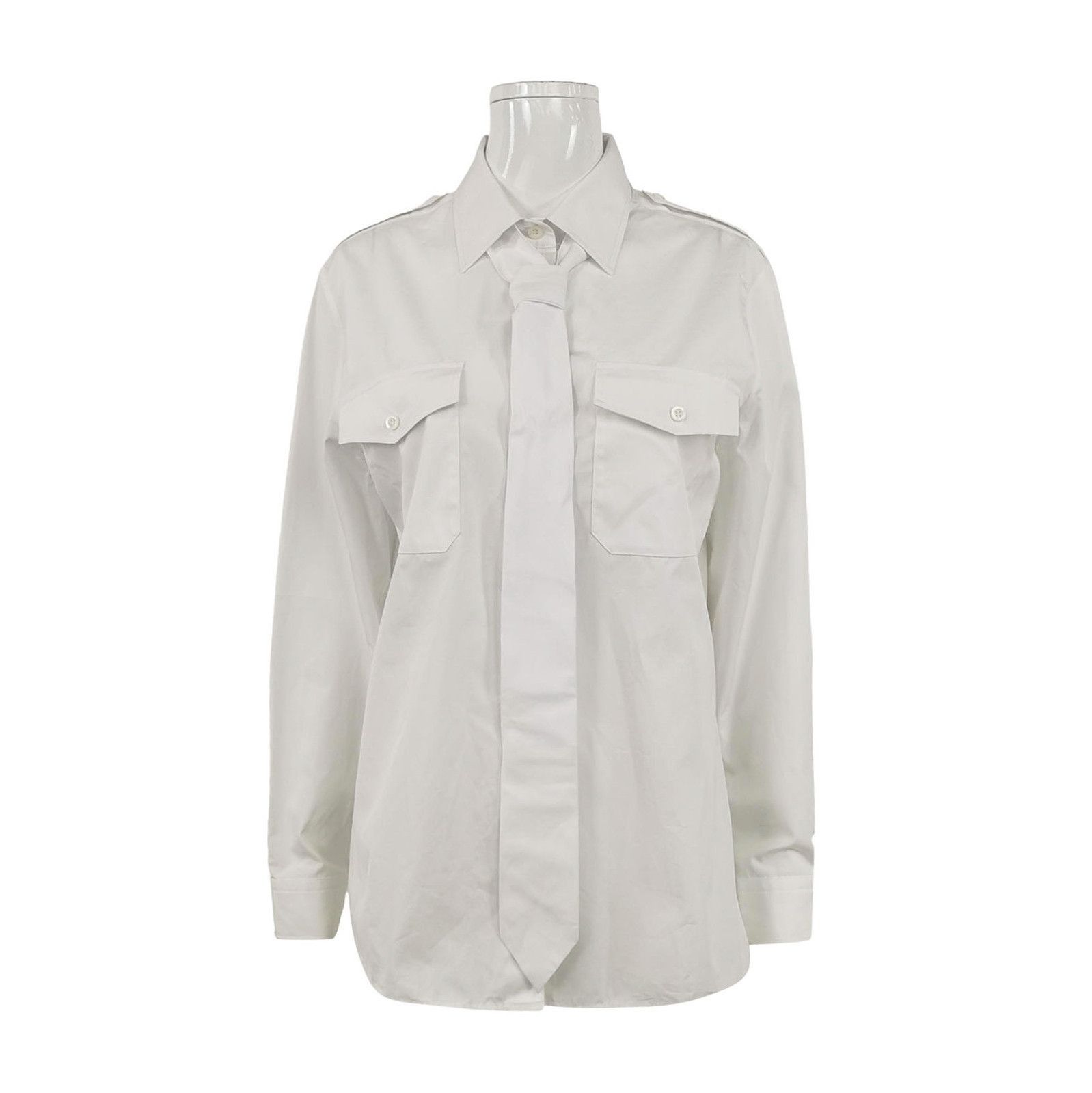 Prada Prada White Cotton Long Sleeve Shirt . Size M / US 6-8 / IT 42-44 - 1 Thumbnail