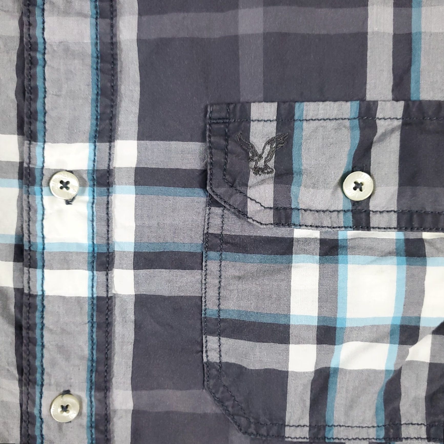 American Eagle Outfitters American Eagle Men's 2XL Gray Plaid Button-Up Long Sleeve Shirt Casual Size US XXL / EU 58 / 5 - 3 Thumbnail