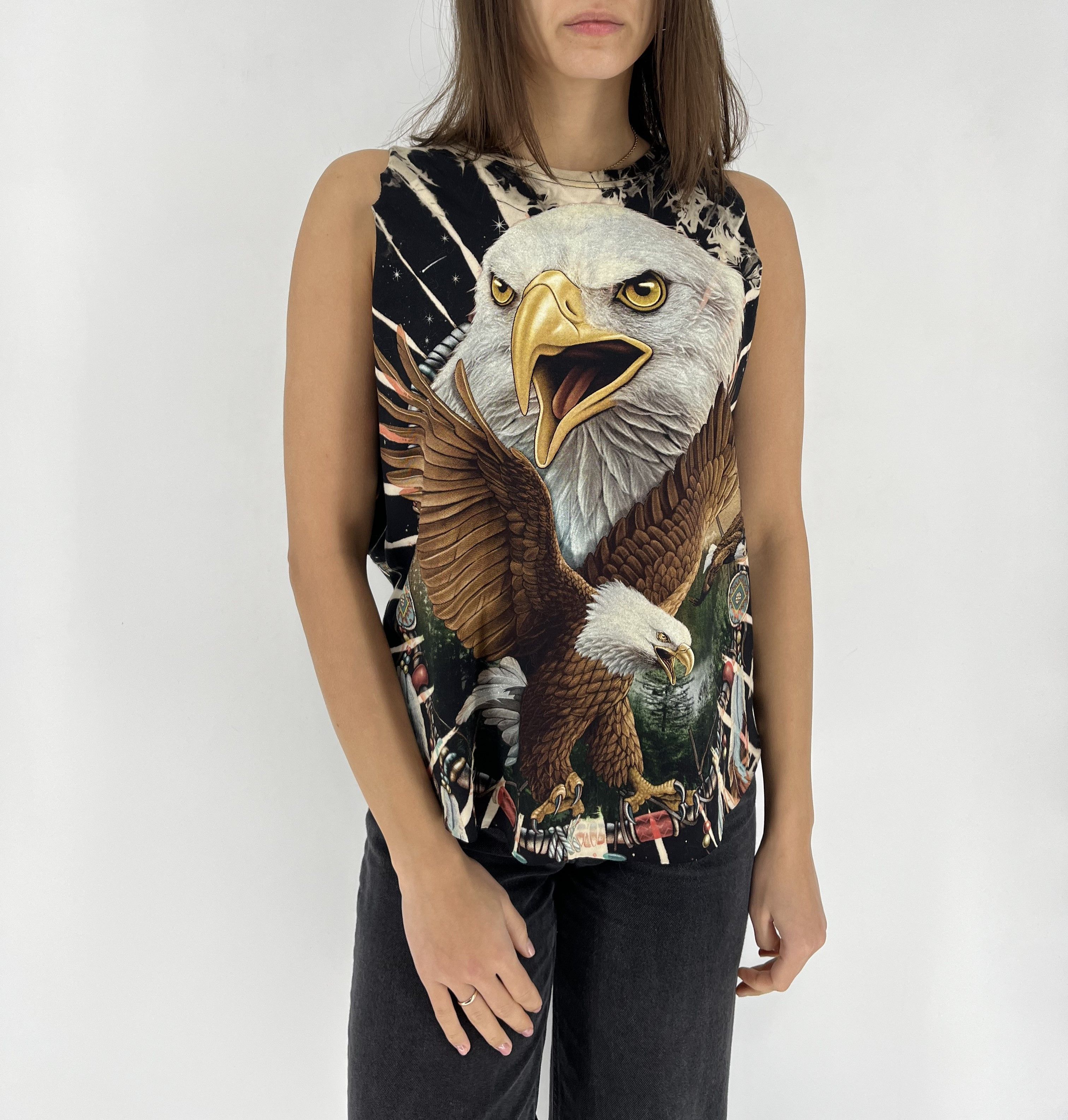 Vintage Cool T-shirt with eagle neon print in Harley style Size L / US 10 / IT 46 - 1 Thumbnail