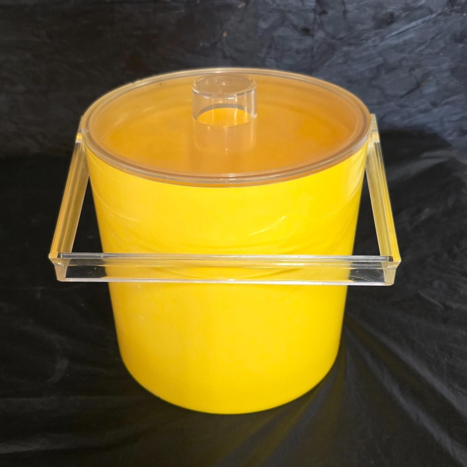 Designer VTG MCM 70s Yellow Bucket Brigade Ice Bucket w/ Lid Retro Size ONE SIZE - 8 Thumbnail