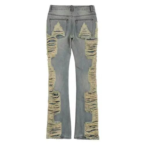 Japanese Brand flared distressed damaged ripped jeans Size US 32 / EU 48 - 4 Thumbnail