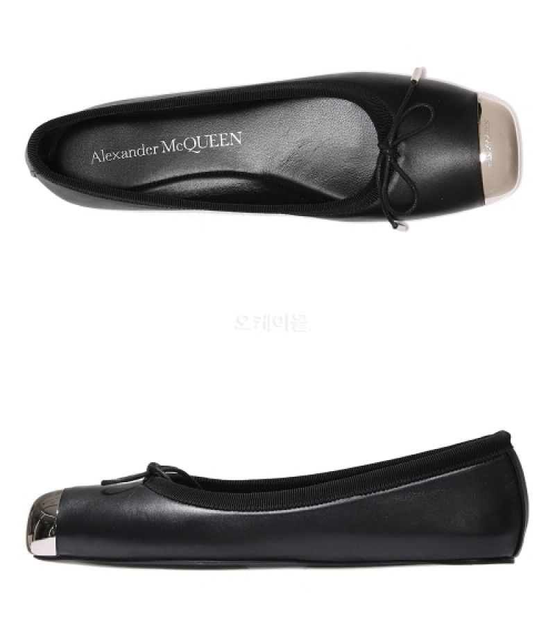 Alexander McQueen o1w1db10925 Punk Ballet Flat in Black Size US 10 / IT 40 - 8 Thumbnail