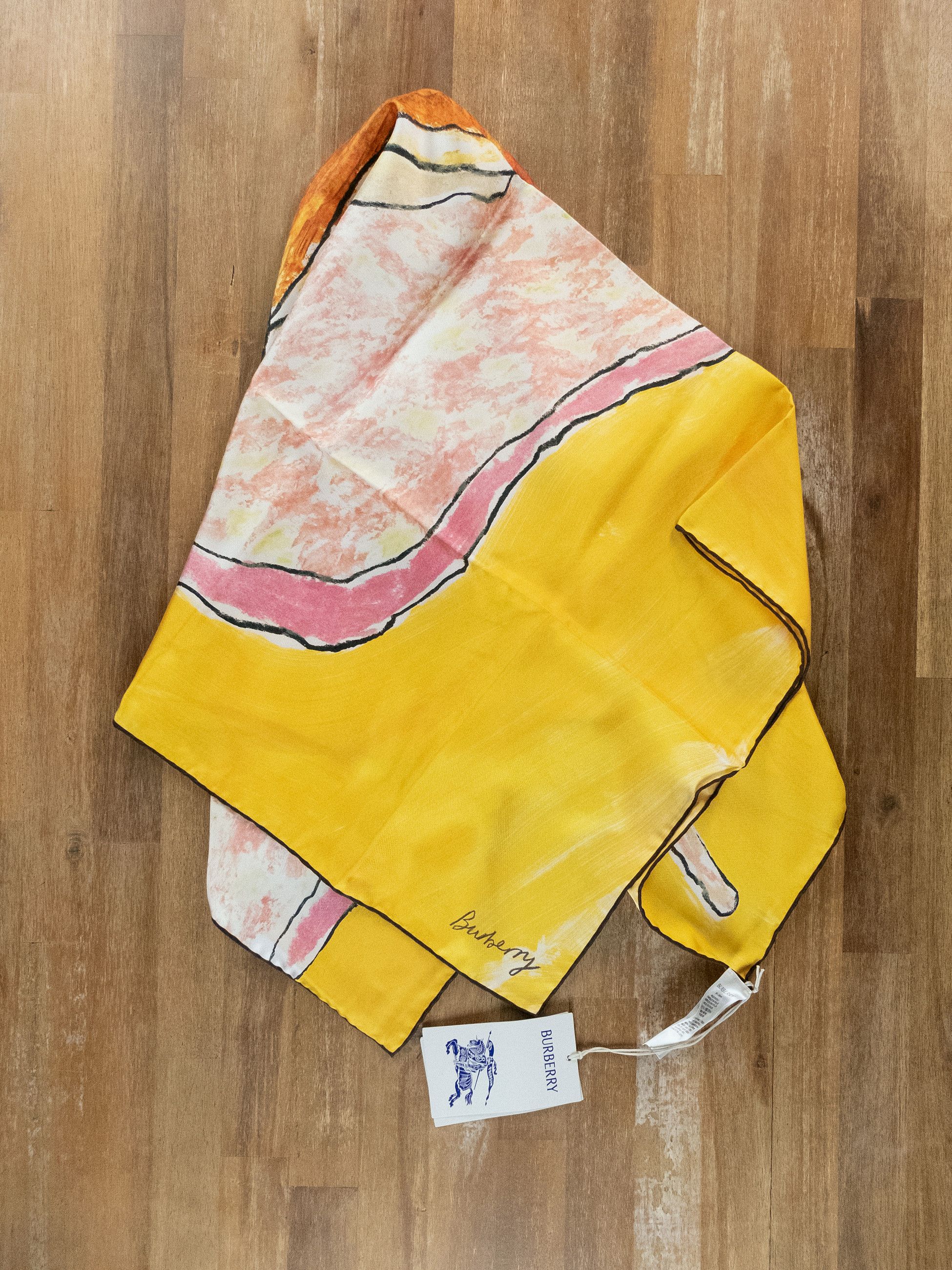 Burberry BURBERRY x Helen Bullock yellow orange snail silk scarf Size ONE SIZE - 7 Thumbnail