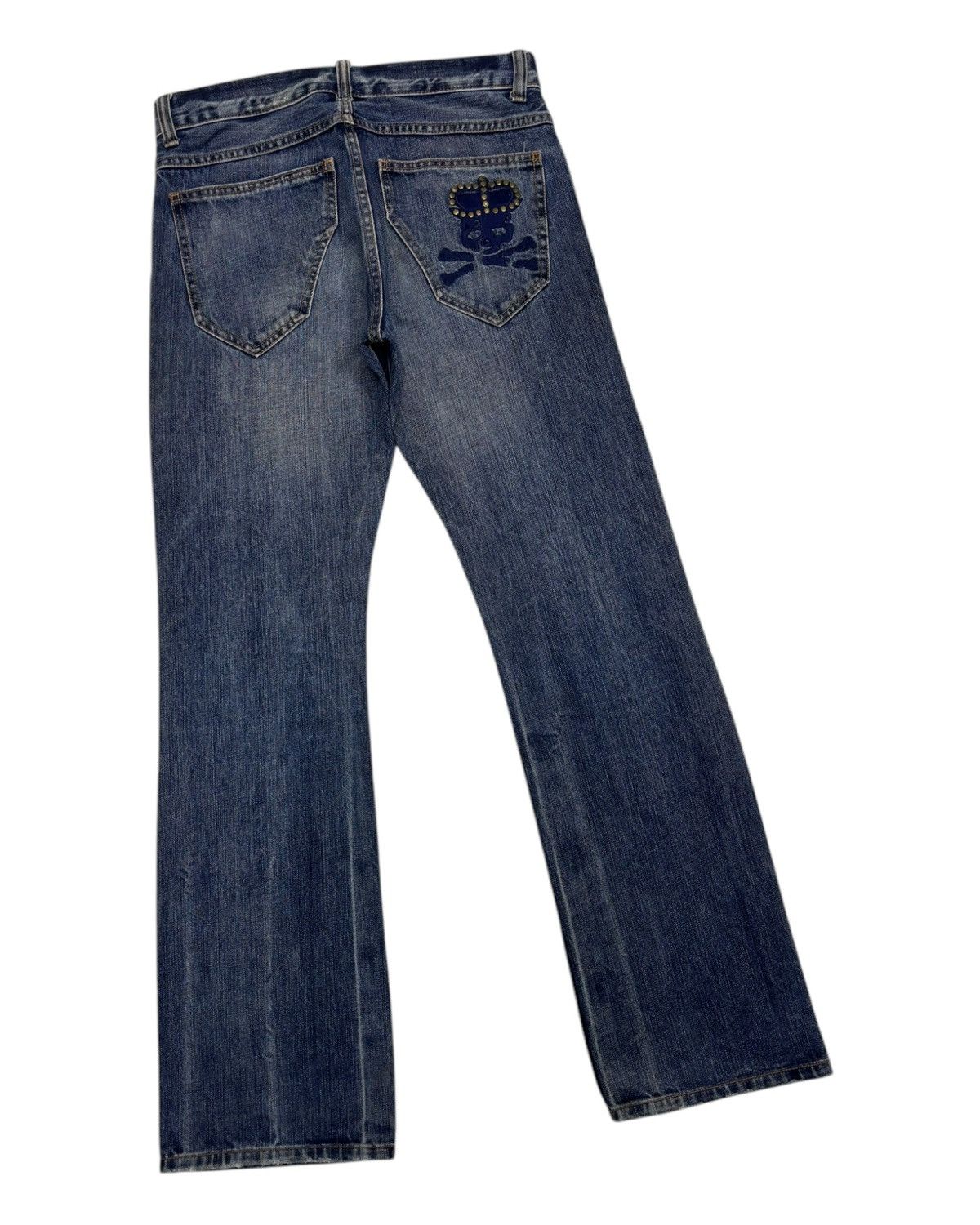 If Six Was Nine Vintage Skulls Ripped Japanese Denim Flare Jeans PPFM style Size US 32 / EU 48 - 4 Thumbnail