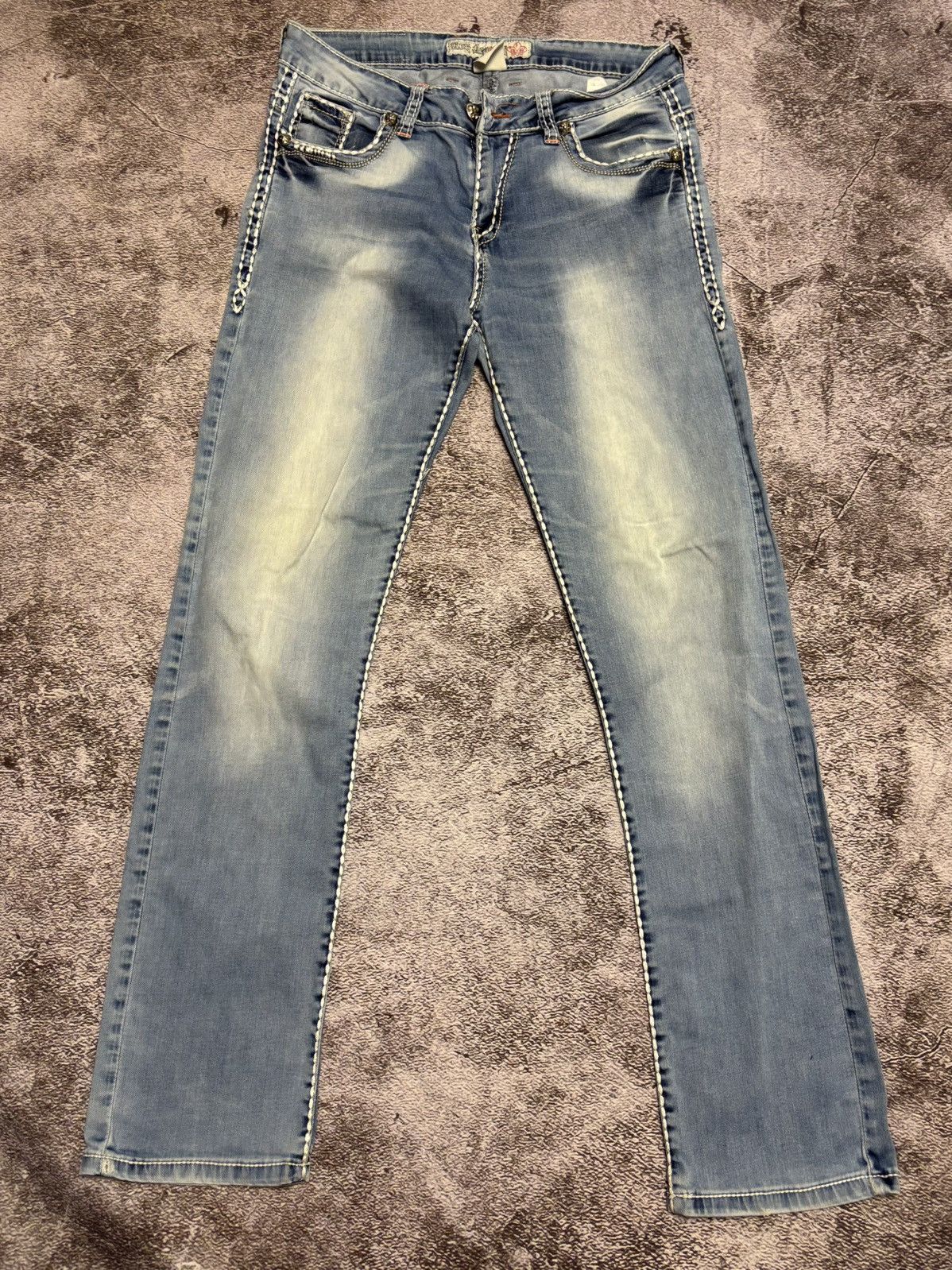Rock Revival Rock Revival Jeans Mens 33 Blue Medium Embroidered Classic Size US 33 - 2 Thumbnail