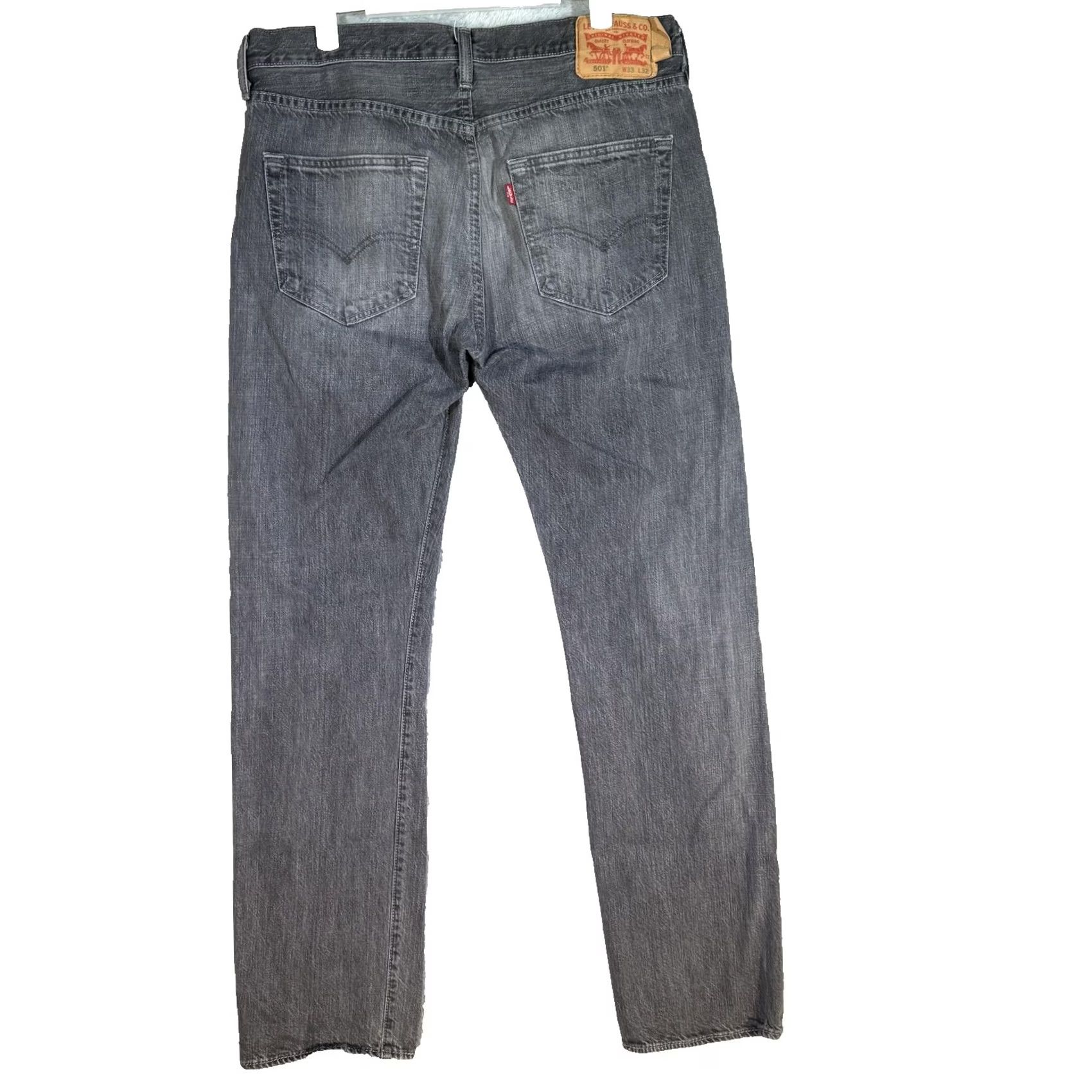 Levi's VINTAGE Levis 501 Jeans Mens 33x32 Gray Button Fly Original Fit Straight Leg Button Fly Size US 33 - 2 Thumbnail