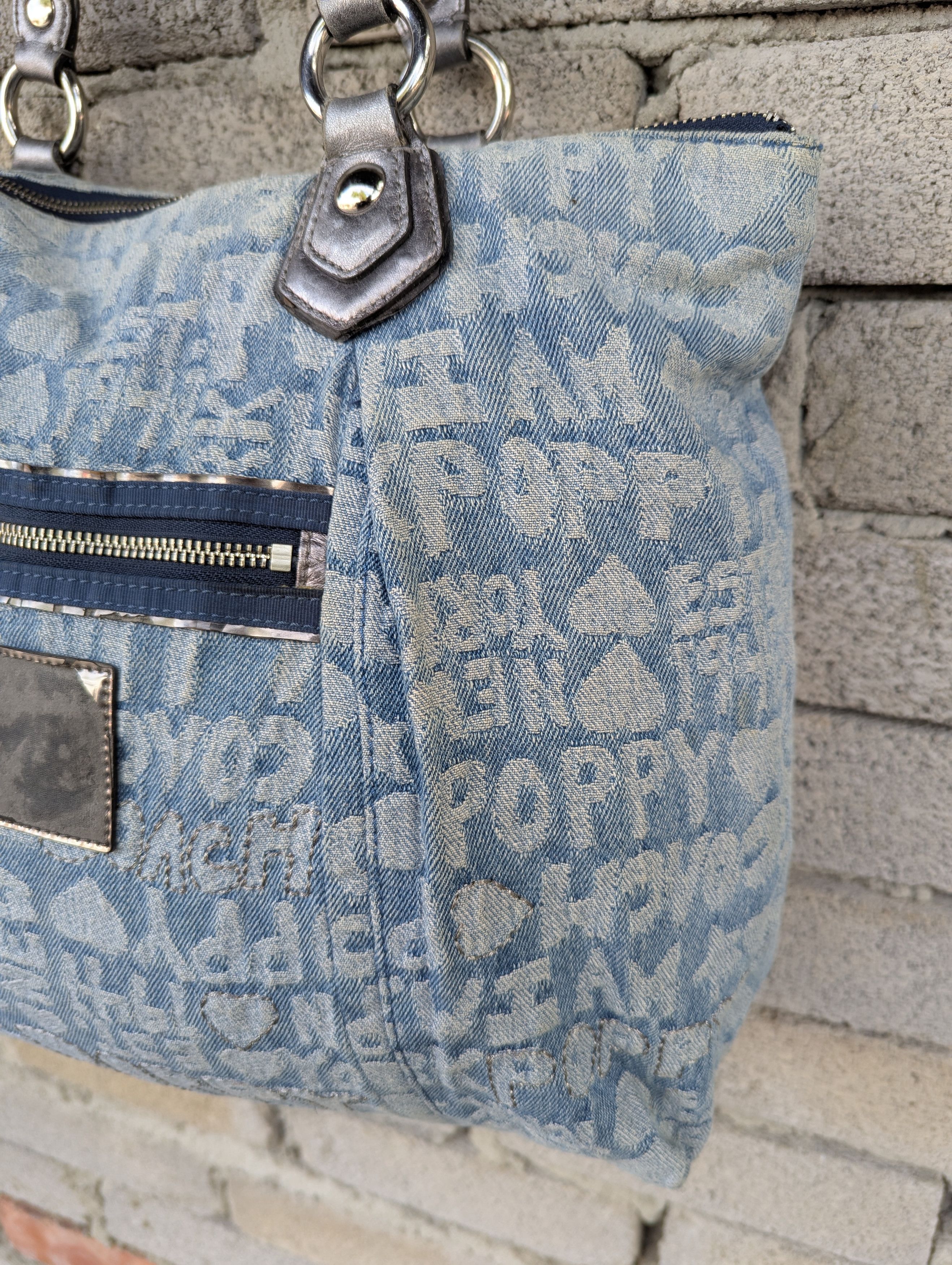 Coach Coach Poppy Blue Denim Word Block Tote Bag Size ONE SIZE - 3 Thumbnail