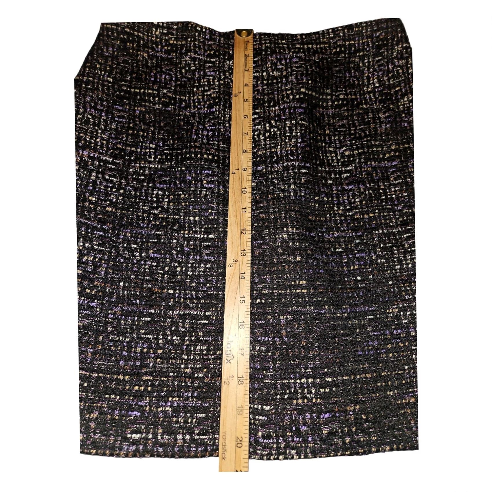 Ann Taylor VINTAGE Ann Taylor Petite Pencil Skirt 12P Women's Black Abstract Lined Casual Workwear Size 34" / US 12 / IT 48 - 4 Thumbnail