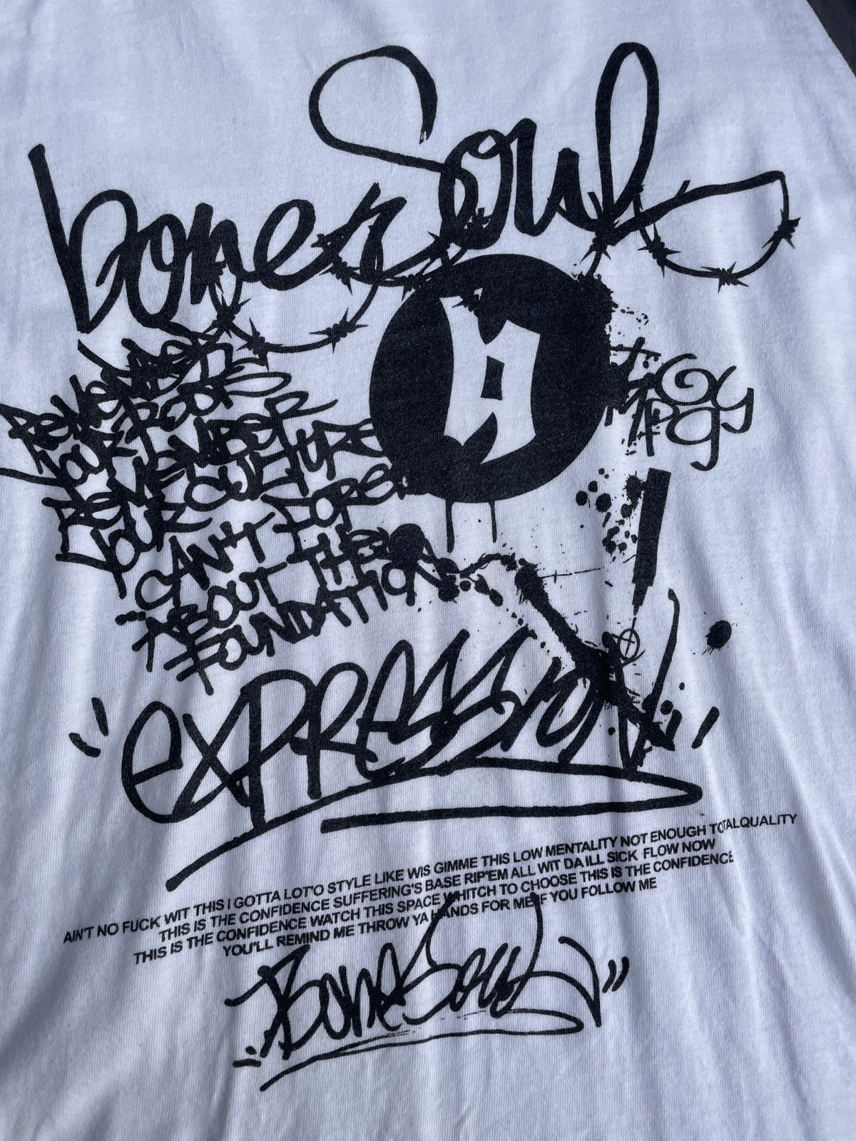 If Six Was Nine 2000s Japanese archive Vkei Poem 3/4 Sleeve Tee Gyaruo Y2K Size US L / EU 52-54 / 3 - 8 Thumbnail