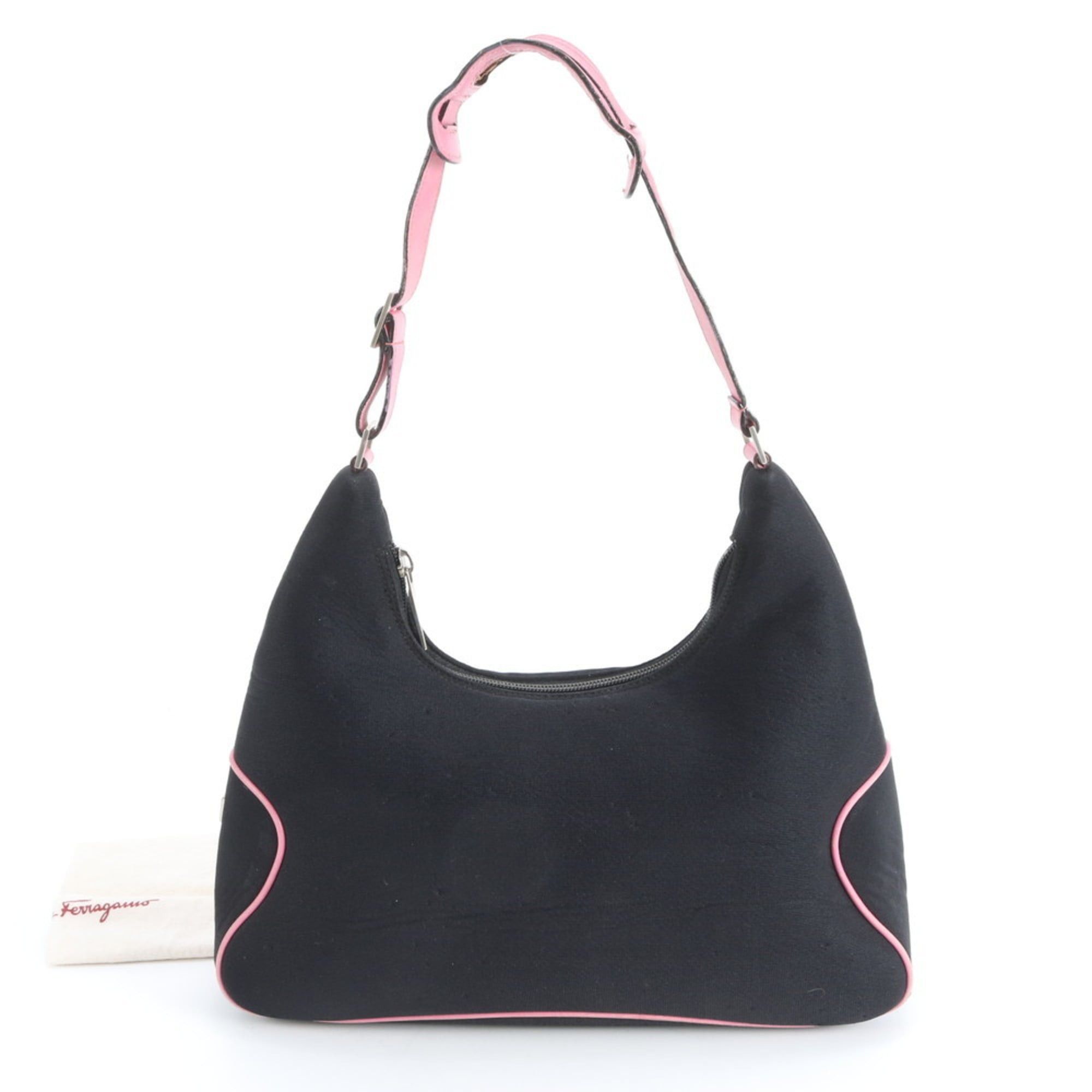 Salvatore Ferragamo Leather Nylon Shoulder Bag, Black & Pink, Women's