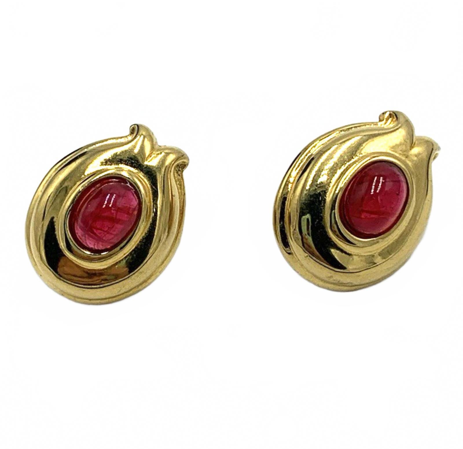 Fendi Fendi Gold Plate Red Gripoix "Artichoke" Glass Earrings Size ONE SIZE - 1 Thumbnail