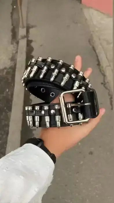 Hypebeast × Jewelry Belts Leather Wide Buckle Punk Rock Ammo Belt Size ONE SIZE - 1 Thumbnail