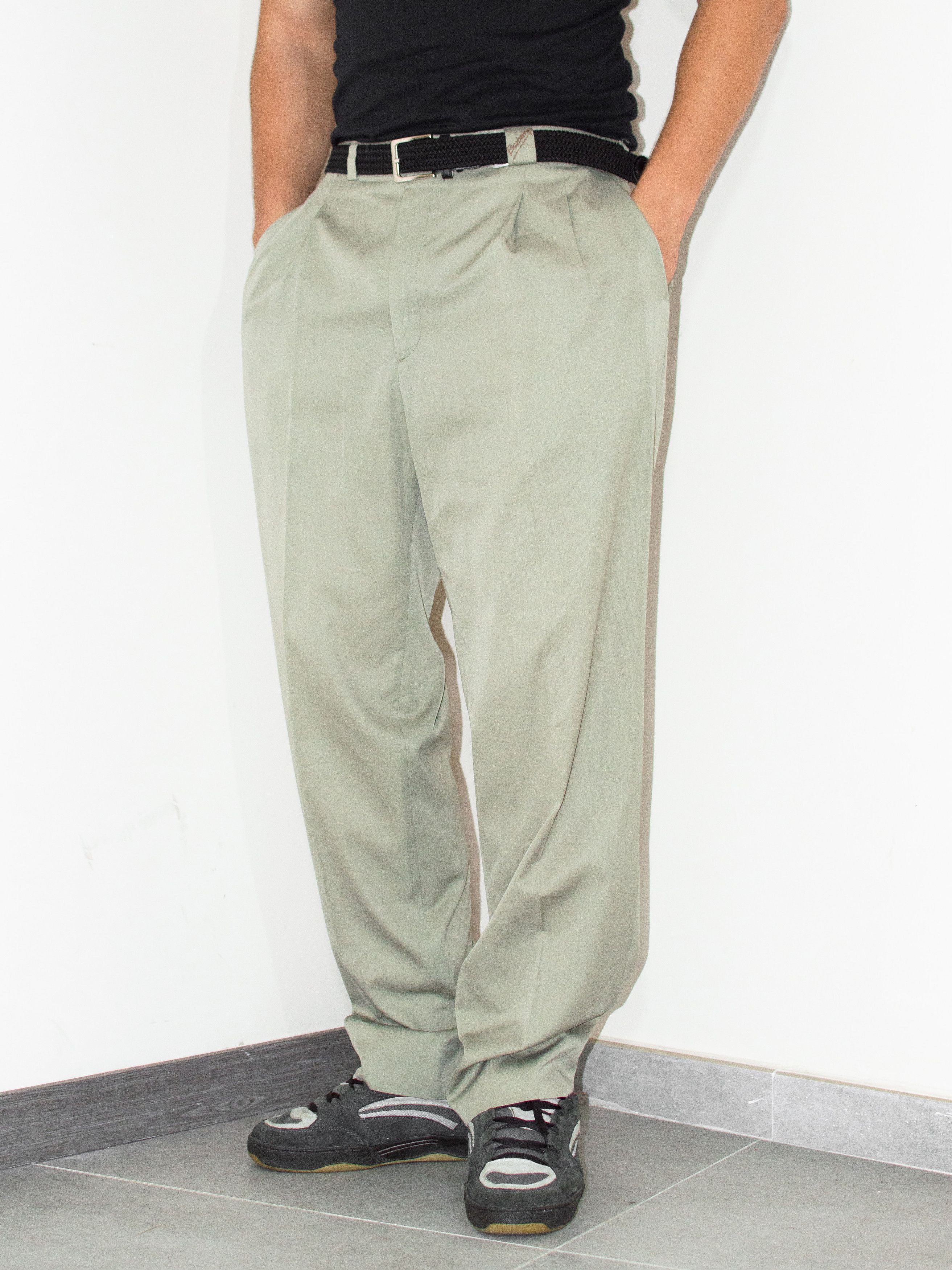 Designer × Vintage 90s Vintage Pleated Wide Relaxed Fit Chino Trousers Size US 36 / EU 52 - 1 Thumbnail